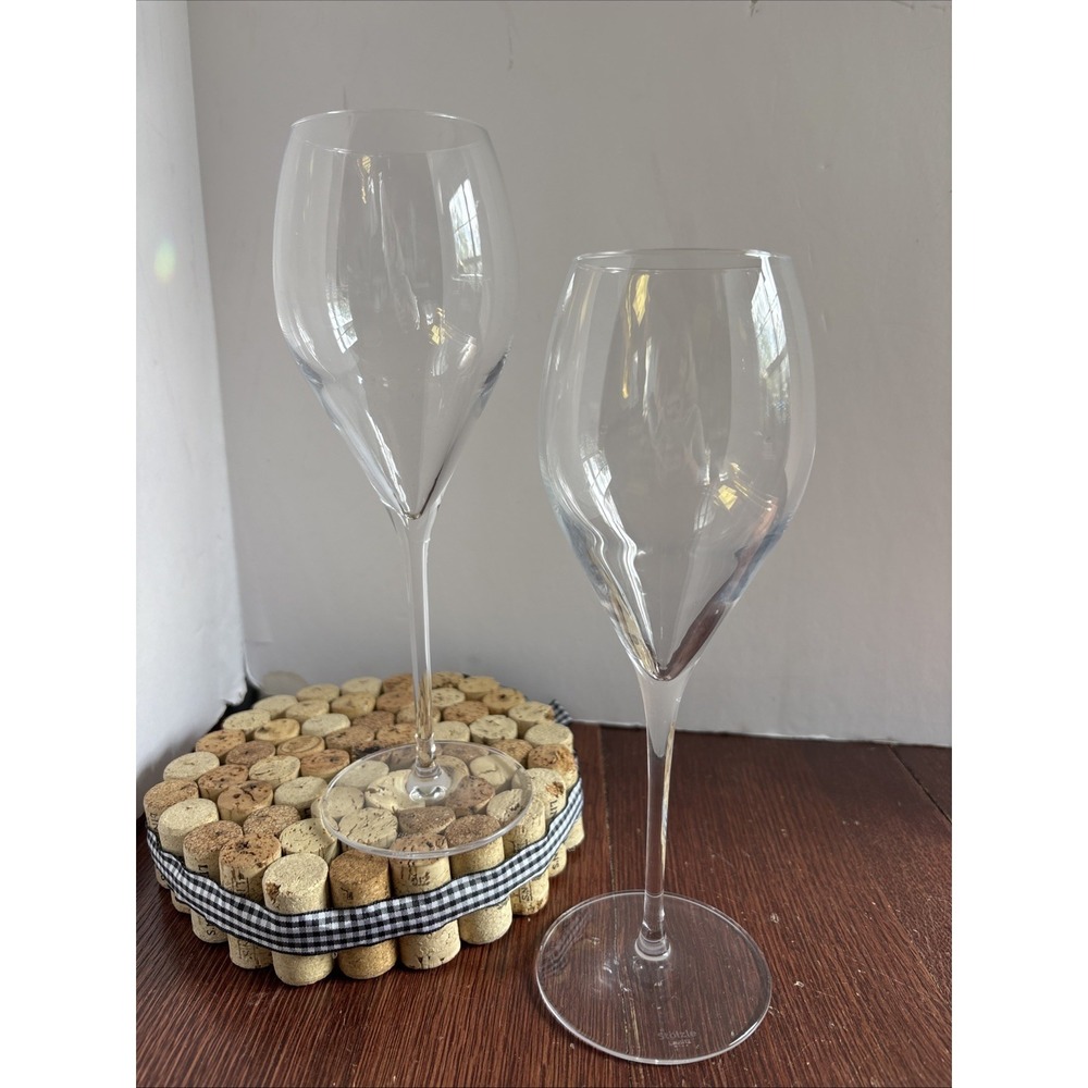Stölzle Lausitz Quatrophil Champagne Flutes Set of 2 Crystal Glass Germany 10"